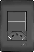 CONJUNTO 2 INTERRUPTORES SIMPLES 16A/250V E 1 TOMADA 2P+T 20A/250V HABITAT BLACK – FAME