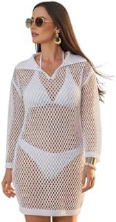 saída de praia feminino chemise elegante vestido camisa camisão saida de banho piscina canga tricot crochê premium