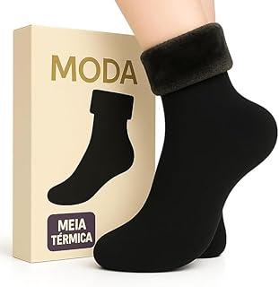 Kit 3 Pares Meia Térmica Flanelada Fleece Unissex, Meias de Inverno para Frio Intenso