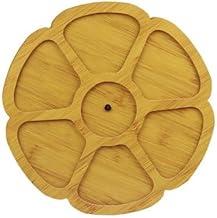 Tábua Para Petisco Redonda 26 cm De Madeira Com Divisórias Bandeja Frios Petisqueira