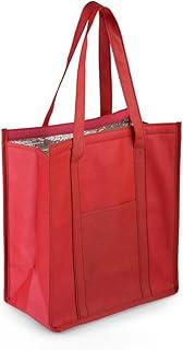 Sacola Térmica Grande em TNT 80g/m² com Isolamento Interno em Alumínio, Bolso Frontal com Velcro e Alça 50cm, Bolsa Térmica 35x35x16,7cm para Compras, Marmita, Praia, Mercado e Alimentos