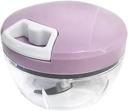 Mini Processador de Alimentos Manual 3 Lâminas 500 ml Compacto e Portátil sem Eletricidade (Lilás)