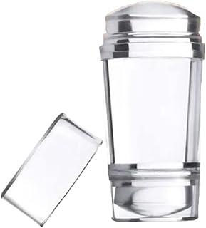 Carimbo De Unha Em Acrílico Para Fazer Francesinha com 2 Taptes Silicone Para Pedicure Manicure com 2 Tapetes Com Desenhos Diferentes (Transparente)