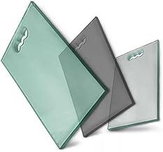 Tábuas de Corte em Vidro Temperado, Verde Menta, Cinza e Transparente, Design Moderno Tabua De Corte Vidro Reforçado Para Carnes Churrasco Vidro Temperado Resistente A Quedas(Cor aleatória 1PCS)