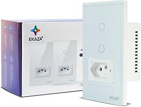 EKAZA Interruptor Inteligente Touch com Tomada 20A Wi-Fi, 2 Botões, Branco, Compatível com Google Home e Alexa - EKAT-T218-2WB