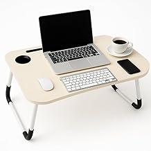 Mesa Portátil para Notebook Suporte para Cama e Sofá Dobrável Compacta e Resistente, para Home Office e Estudo,Leve com Pés Antiderrapantes - THREE BROTHERS (Bege Claro)