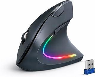 Mouse Vertical Ergonômico Sem Fio 2.4G Óptico Gaming com DPI Ajustável para Computador Portátil