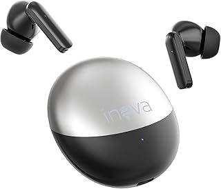 INAVA Fone de Ouvido Bluetooth,Bateria 30H,Drivers Duplos, 6 Microfones Chamadas Nitidas AI, Som Hi-Res,Fones de Ouvido para iPhone e Android (Preto)
