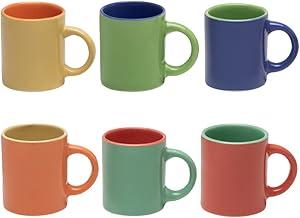 Mimo Style Mini Canecas Bicolor Para Café Com 6 Peças Multicolor, Suas Cores São Vivas e Alegres, Material de Cerâmica Com o Melhor Isolamento Térmico, Durabilidade Que Torna o Produto Sustentável