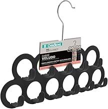 Ordene - Cabide de Veludo para Lenços e Cintos, Cor Preta, Linha My Closet