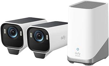 eufy Câmera S3 Pro Kit 2+1 por anker, Câmera De Segurança Wi-Fi Externa Sem Fio, 4K, Energia Solar, Visão Noturna MaxColor, Reconhecimento Facial por IA, Compatível com Alexa, Sem taxas mensais