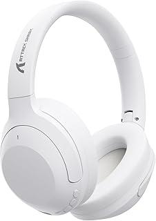 ATTACK SHARK G300 Fone de ouvido sem fio com cancelamento de ruído ativo,supra-auricular,ultraleve,dobrável,com fio/Bluetooth,20 horas de reprodução,microfone integrado,para viagens,escritório(Branco)