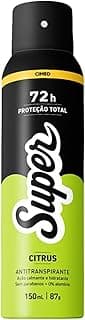 Desodorante Antitranspirante Super 72h Protecao Total Citrus Acao Calmante e Hidratacao 0% Aluminio Sem Parabenos 150ml Cimed com 10% de desconto por R$ 17,91 na amazon