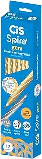 Caneta Esferográfica SPIRO GEM, CIS, Ouro (Tinta Azul), Caixa com 12 unidades