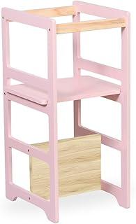 Torre de Aprendizagem Montessori 4 em 1 Laqueada Regula Altura Rosa Bebê