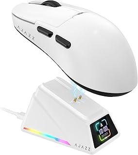 ATTACK SHARK x A.JAZZ AJ159APEX Mouse sem fio para jogos de 8kHz ultraleve 56g com tela magnética, dock de carregamento 42000DPI, PAW3950, BT/2.4GHz/tipo C, programável com fio para PC Gamer (Branco)