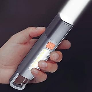 Mini Lanterna Led Recarregável USB com Gancho Portátil, Compacta, Resistente à Água, Iluminação XPE e COB, Ideal para Camping, Pesca, Emergências e Uso Diário - Plástico
