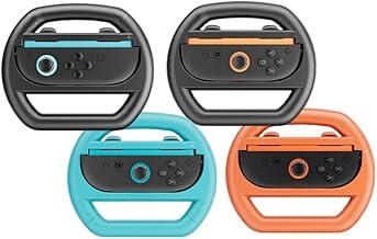 Volante para Nintendo Switch 2 (2025), Steering Wheel Volantes de Corrida para Mario Kart World 8 Deluxe, Pacote com 4 Volantes para Switch 2 Mario Kart para Switch 2 Acessórios (Azul, Laranja e 2 Pretos)