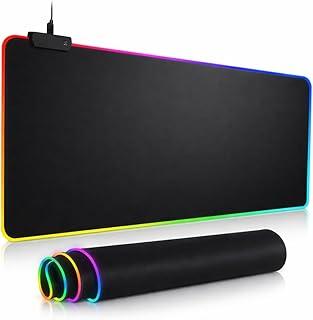 Mouse Pad Gamer RGB LED 80x30cm Grande Estendido – 13 Modos de Iluminação, Superfície de Velocidade e Controle, Base Antiderrapante em Borracha, USB Plug & Play