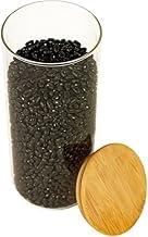 Oikos - Pote de Vidro 1,6L com Tampa de Bambu Hermético Redondo Flat