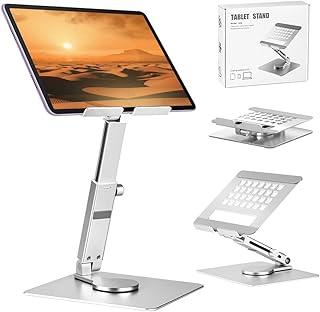 4,7" - 13" Suporte para Tablet Ajustável, Suporte para Celular Giratorio, Telescópico Dobrável 360° Giratório Liga de Alumínio, Suporte para Ipad, Suporte Ergonômico Giratório 360° para Tablets