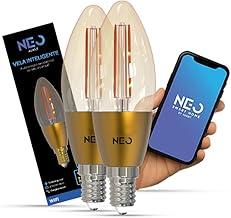 Avant Neo Kit 2 Lâmpadas LED Vela Smart E14 5W, Wi-Fi Dimerizável, 1800K a 2700K, Alexa, Google e Tuya, para Lustre e Decoração