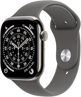 Apple Watch Series 11 GPS + Cellular, Caixa em titânio natural de 46 mm com Bracelete desportiva cinzento rocha - P/M