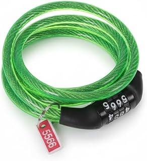Cadeado Flexível com Segredo para Bicicleta 1,3 Metros Trava com Combinação Numérica (Verde)