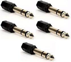 KIT 5 Adaptador Plug Conector P2 Fêmea Para P10 Macho Estéreo Auxiliar Som Multifuncional PREMIUM