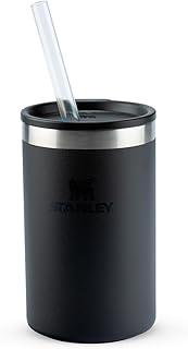 Stanley - Can Cooler com tampa e canudo, copo térmico de 296 ml para manter as bebidas em lata geladas, Black