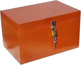 Baú Caixa Organizador Caixa para Presente Bau Com Cadeado Kraft (Madeira Mogno)