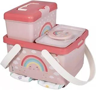 Kit Organizador Bebê 3 Peças Plasútil Porta Fraldas E Lenços (Arco-Íris)