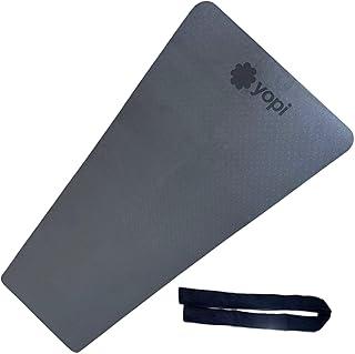 Tapete de Yoga, Preto, TPE Ecológico, 183 x 61 x 0,6 cm, Texturizado, Impermeável, Resistente ao Suor, com Alça de Transporte, Grande, 6mm de espessura, Ioga, Pilates, Yopi