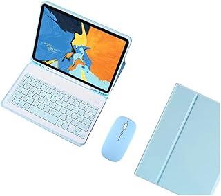 Capa Tablet + Teclado Removível + Mouse Para Samsung Tab A8 10.5 Polegadas X200/X205 (Branco Ice Blue, teclado retroiluminado)