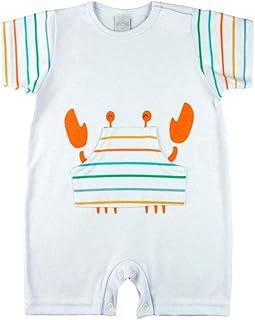 Macacão Bebê em Suedine Estampado de Caranguejo – Branco