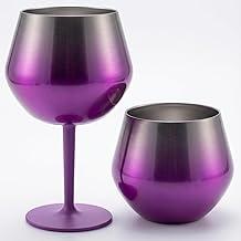 TAÇA COPO TÉRMICO DE AÇO INOXIDÁVEL PARA GIN, VINHO E DRINKS, 410ML. ISOLAMENTO TÉRMICO PAREDE DUPLA, HASTE REMOVÍVEL. COCKTAIL, INQUEBRÁVEL E PORTÁTIL PARA BEBIDAS, FESTAS E EVENTOS. (morado)