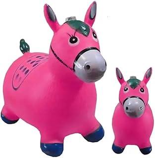 Cavalinho Pula Pula Infantil Efeitos Sonoros Emite Luz Brinquedo Upa Upa Inflável para Crianças Resistente (Rosa, Padrão)