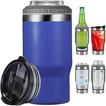 Caneca Porta Latas e Isolador 4 em 1 para Lata Fina e Padrão de 355ml e Long Neck de Cerveja. Copo Térmico de Aço Inoxidável Isolado a Vácuo e Termocooler (Azul)