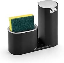 Dispenser para Detergente e Bucha, 320ml, C 17.8 x L 8 x A 14.6 cm, Preto com Cromado, Linha Conceito, Arthi