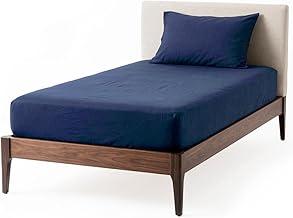 Decolab Jogo de Lençol Malha 100% Algodão Extra Macio - Roupa De Cama Antiácaro, Inclui Lençol Com Elástico (Forro) E Fronhas (Azul-marinho, Solteiro Simples)