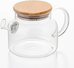 Chaleira de Vidro Borossilicato 600ml com Tampa de Bambu, Transparente, Resistente ao Calor, Ideal para Chá e Infusões