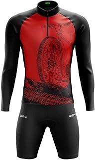 Conjunto de Ciclismo Masculino Camisa Manga Longa e Bermuda de Gel Inverno Bike