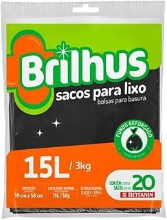Brilhus - Saco para Lixo Almofada com 20 Sacos de 15 Litros, Cor Preta, Bettanin