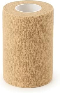 Bandagem Elástica Autoaderente Bege, 10cm x 4,5m – Atadura Esportiva, Suporte para Joelhos, Punhos e Tornozelos – Faixa Alta Fixação e Conforto