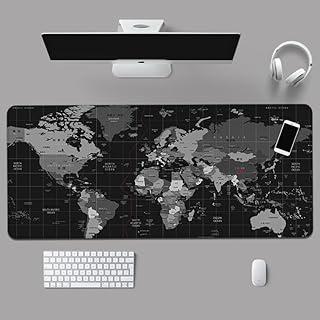 Mouse Pad Gamer Com Estampa Tema Mapa Mundi Extra Grande 90x40 cm com Bordas Costuradas e base Antiderrapante Desk Pad para Teclado Mouse Notebook PC
