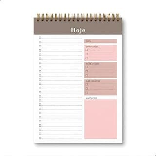 Planner Diário Vertical com Espiral, Bloco de Notas com Checklist, 50 Folhas, Seções para Data, Prioridades, Anotações e Planejamento (Madeira) com 9.76% de desconto por R$ 30,59 na amazon