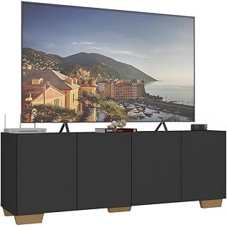 Rack para Tv até 50 Polegadas com 4 Portas Multimóveis Mp1072 Preto/natural