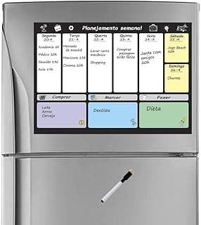 Quadro Planejamento Tarefas Semanal Planner Agenda Compromissos Magnético Imã Geladeira Lousa Apagável 30cm x 42cm + Caneta com 10.31% de desconto por R$ 87,00 na amazon