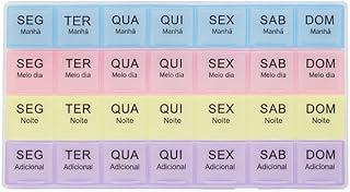 Porta Comprimidos Semanal Premium Organizador de Remédios 7 Dias 4 Vezes ao Dia Manhã Meio dia Tarde Noite Portátil Pratico