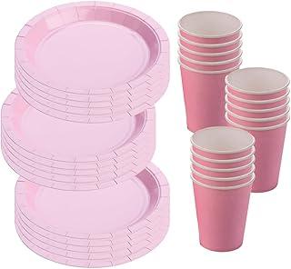 Kit Descartáveis 270ml Para Comemorações Festa Prato E Copo com 60 Peças Papel (60, Médio)